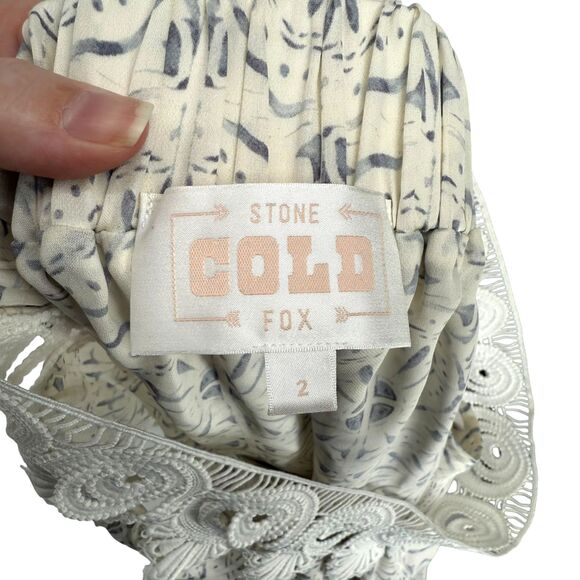 Stone Cold Fox Silk Off Shoulder Mini Dress M 2 Chiara Porcelain Revolve Mosaic - Picture 10 of 16